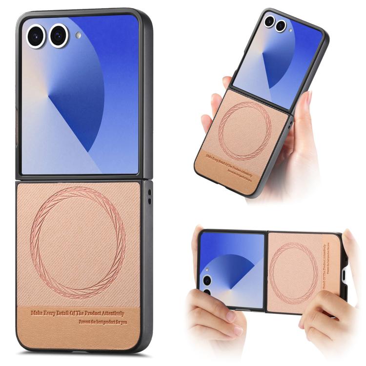 Twill Fabric Leather Skin Magnetic Back Phone Case, For Galaxy Z Flip8 5G, For Galaxy Z Flip7 5G, For Galaxy Z Flip6, For Galaxy Z Flip5, For Galaxy Z Flip4, For Galaxy Z Flip3 5G