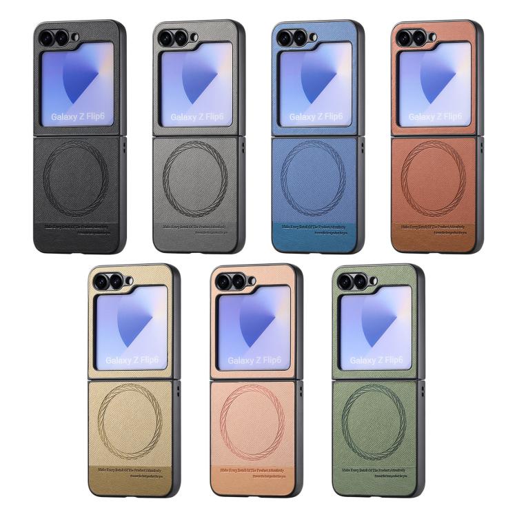 Twill Fabric Leather Skin Magnetic Back Phone Case, For Galaxy Z Flip8 5G, For Galaxy Z Flip7 5G, For Galaxy Z Flip6, For Galaxy Z Flip5, For Galaxy Z Flip4, For Galaxy Z Flip3 5G