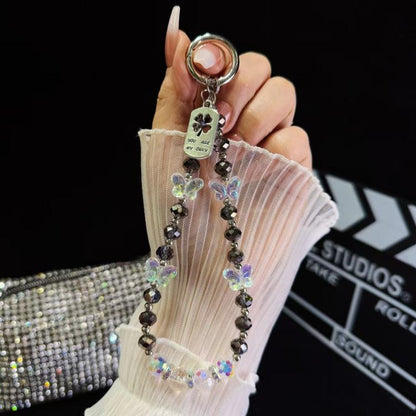 Tag Butterfly Crystal Beaded Phone Chain