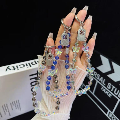 Tag Butterfly Crystal Beaded Phone Chain