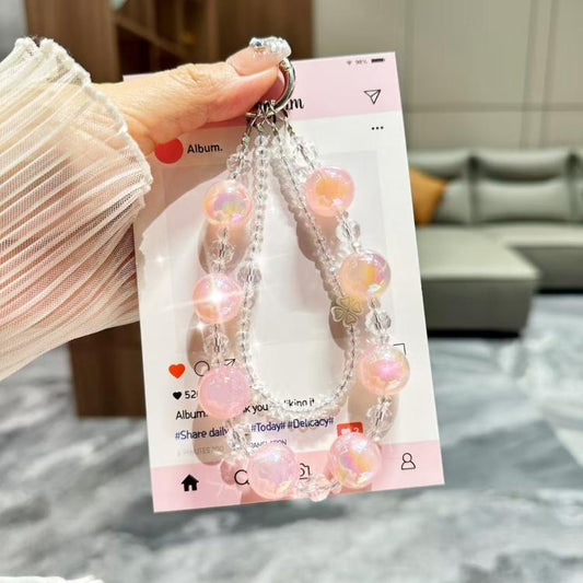 Fresh And Colorful round Bead Chain Crystal Phone Case Chain