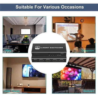 Q8Q3-3 Gaming Home Theater HDMI 2.1 Switch 3x1 8K 4K 120Hz HDR Audio Video Synchronizer