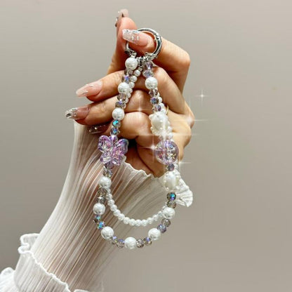 Tulip Butterfly Crystal Phone Chain