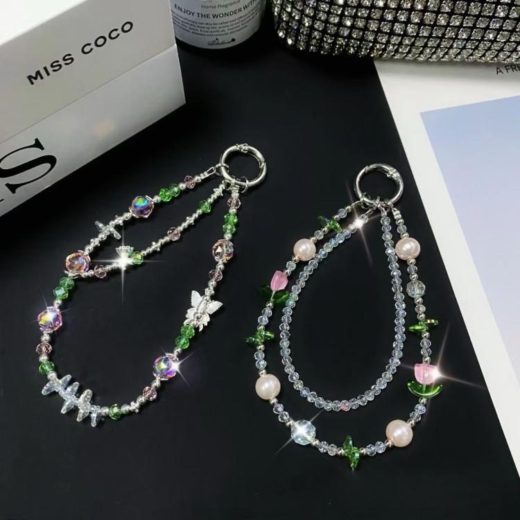 Tulip Butterfly Crystal Phone Chain