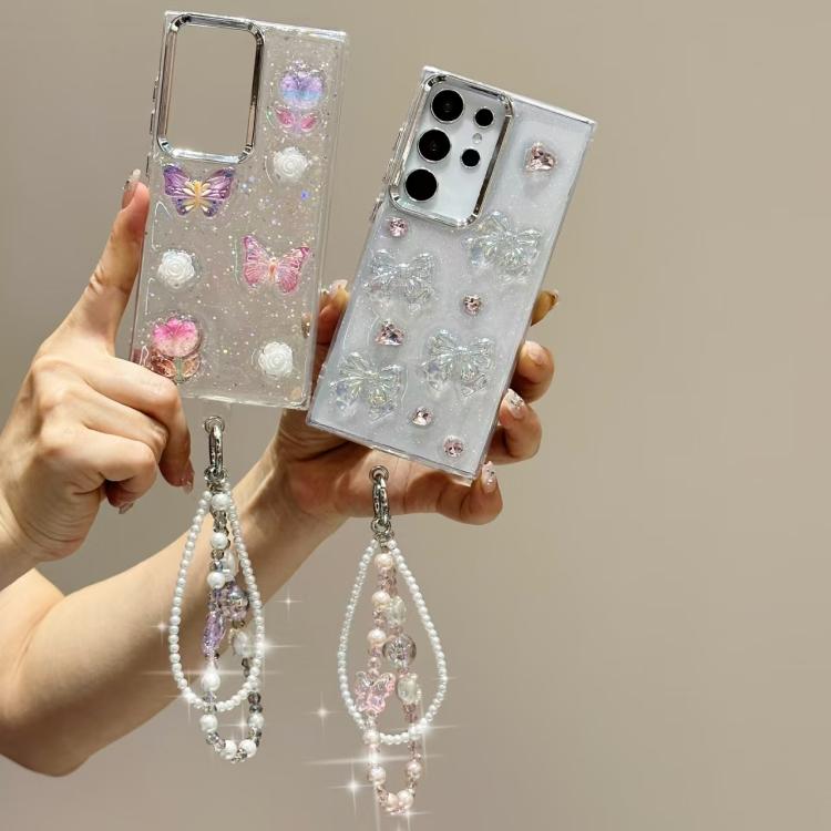 Tulip Butterfly Crystal Phone Chain