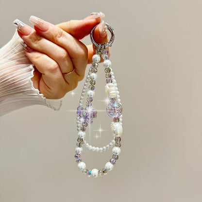 Tulip Butterfly Crystal Phone Chain