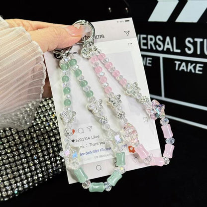 Bamboo Silver Butterfly Phone Chain