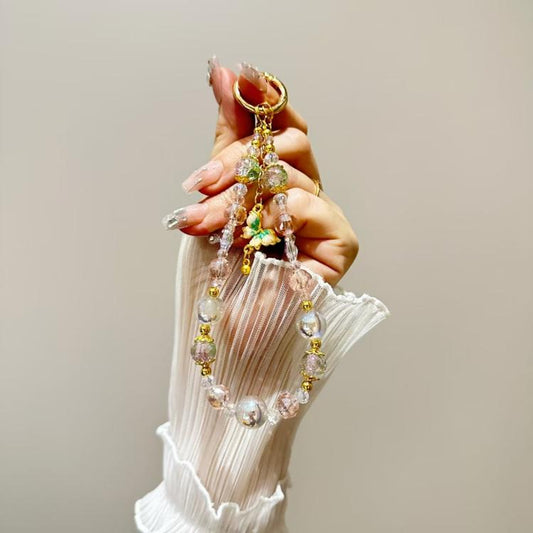 Alloy Butterfly Premium Gold Foil Bead Crystal Phone Chain