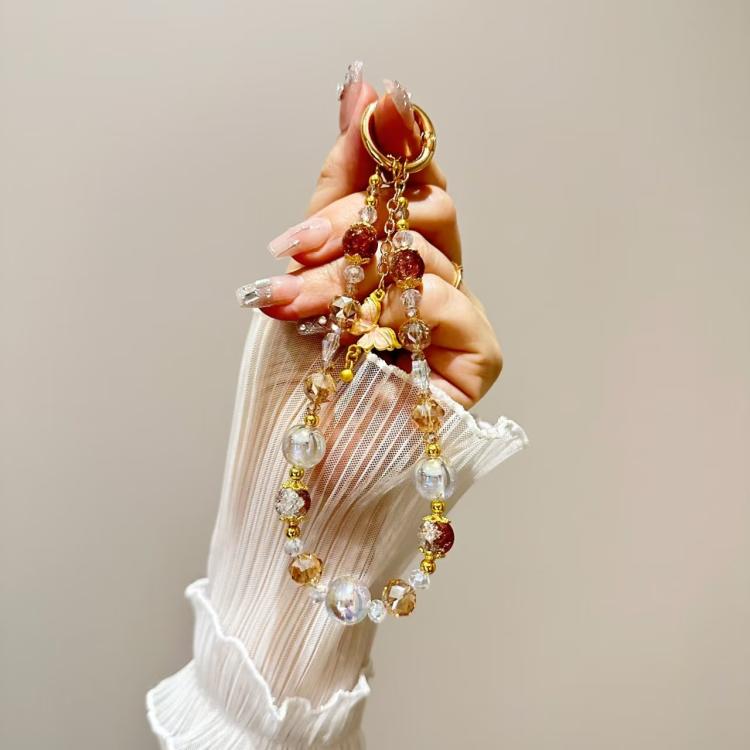 Alloy Butterfly Premium Gold Foil Bead Crystal Phone Chain