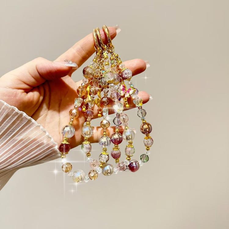 Alloy Butterfly Premium Gold Foil Bead Crystal Phone Chain