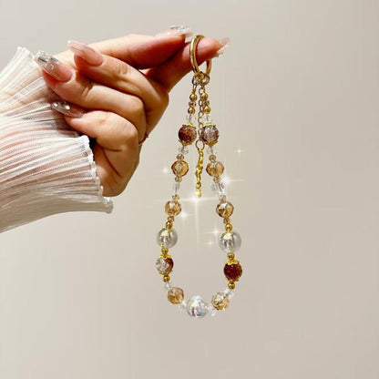 Alloy Butterfly Premium Gold Foil Bead Crystal Phone Chain
