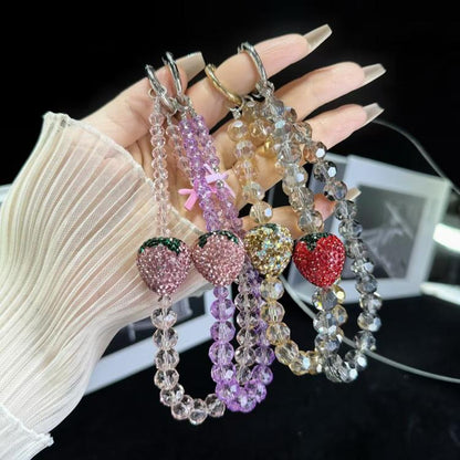 Full Of Diamond Strawberry Phone Chain