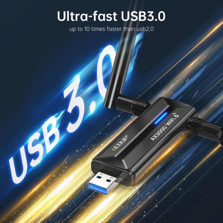 EDUP EP-AX1672 AX3000 USB 3.0 Wireless WiFi 6E Adapter 802.11g High Power Wireless USB Adapter 2.4GHz & 5GHz & 6GHz with Chipset MT7621AU