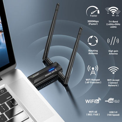 EDUP EP-AX1672 AX3000 USB 3.0 Wireless WiFi 6E Adapter 802.11g High Power Wireless USB Adapter 2.4GHz & 5GHz & 6GHz with Chipset MT7621AU