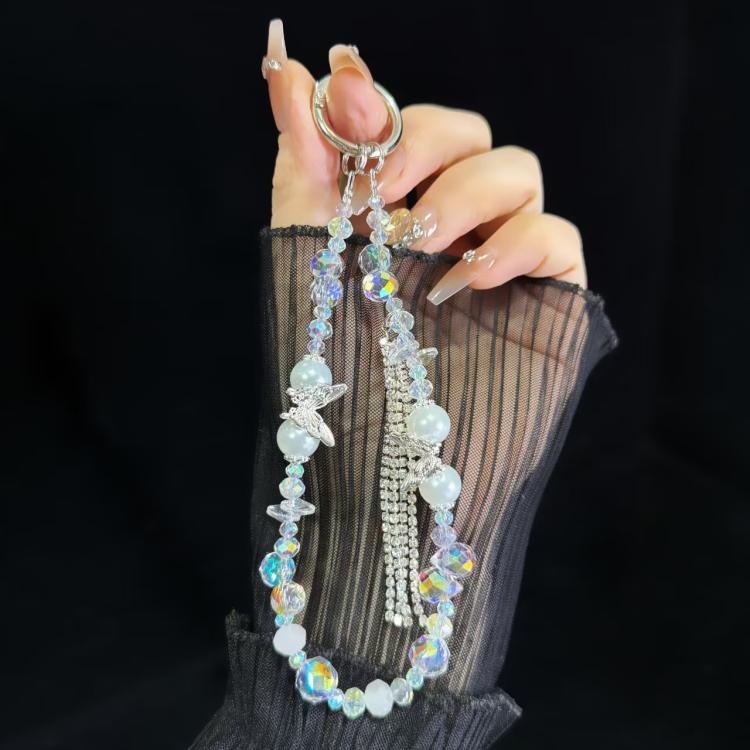 Bow Glass Pearl Mobile Phone Chain