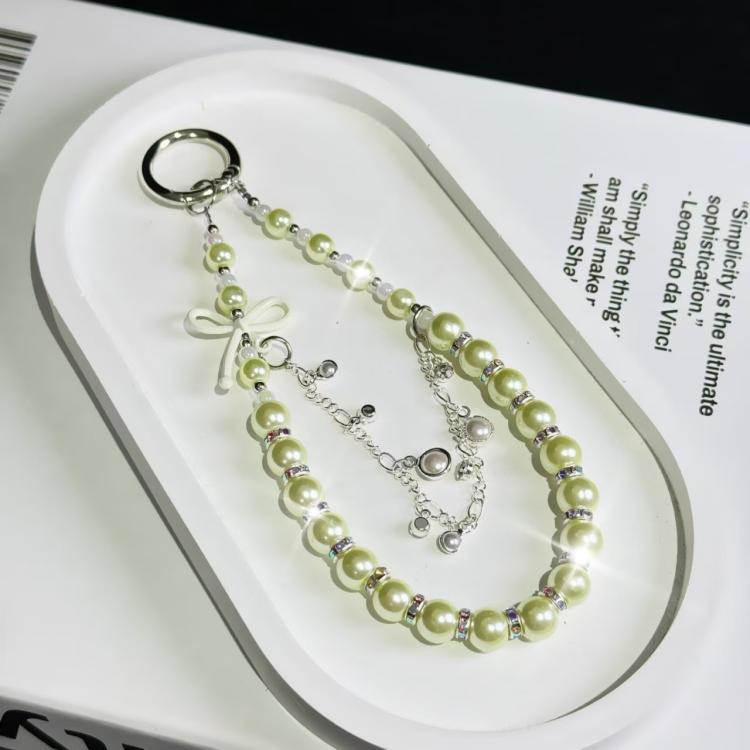 Bow Glass Pearl Mobile Phone Chain