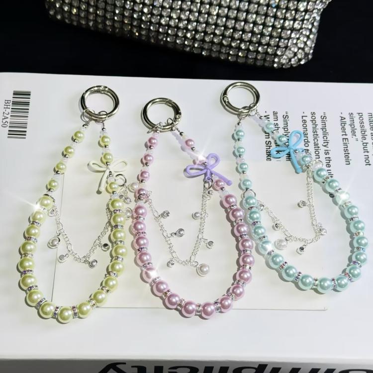 Bow Glass Pearl Mobile Phone Chain