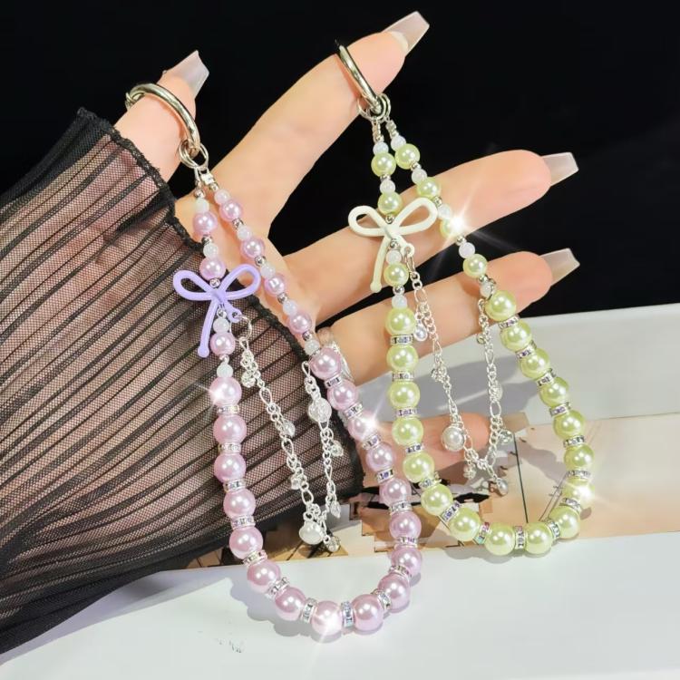 Bow Glass Pearl Mobile Phone Chain