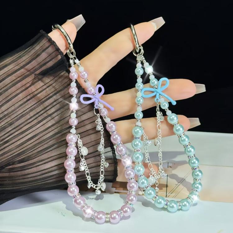 Bow Glass Pearl Mobile Phone Chain