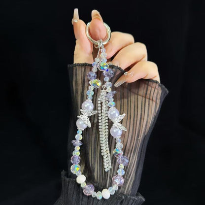 Tassel Pearl Double Butterfly Phone Chain