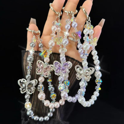 Tassel Pearl Double Butterfly Phone Chain