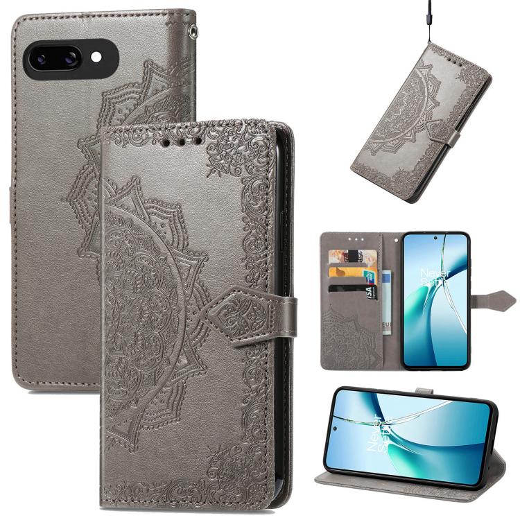 Mandala Flower Embossed Leather Phone Case, For Google Pixel 10a, For Google Pixel 10 Pro XL, For Google Pixel 9a, For Google Pixel 9 Pro XL, For Google Pixel 10 / 10 Pro, For Google Pixel 9 / 9 Pro