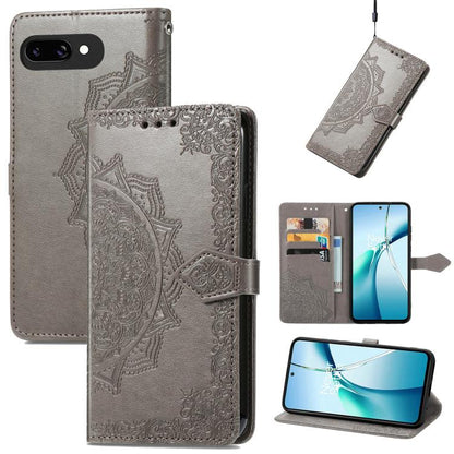 Mandala Flower Embossed Leather Phone Case, For Google Pixel 10a, For Google Pixel 10 Pro XL, For Google Pixel 9a, For Google Pixel 9 Pro XL, For Google Pixel 10 / 10 Pro, For Google Pixel 9 / 9 Pro