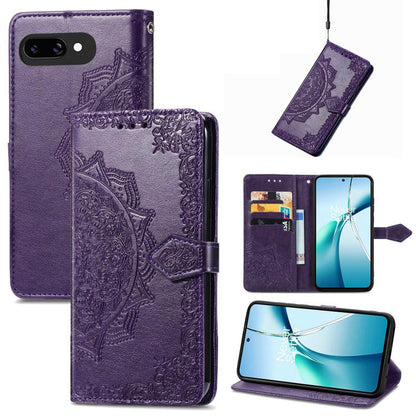 Mandala Flower Embossed Leather Phone Case, For Google Pixel 10a, For Google Pixel 10 Pro XL, For Google Pixel 9a, For Google Pixel 9 Pro XL, For Google Pixel 10 / 10 Pro, For Google Pixel 9 / 9 Pro