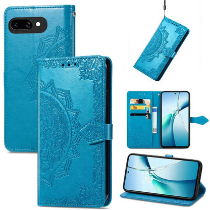 Mandala Flower Embossed Leather Phone Case, For Google Pixel 10a, For Google Pixel 10 Pro XL, For Google Pixel 9a, For Google Pixel 9 Pro XL, For Google Pixel 10 / 10 Pro, For Google Pixel 9 / 9 Pro