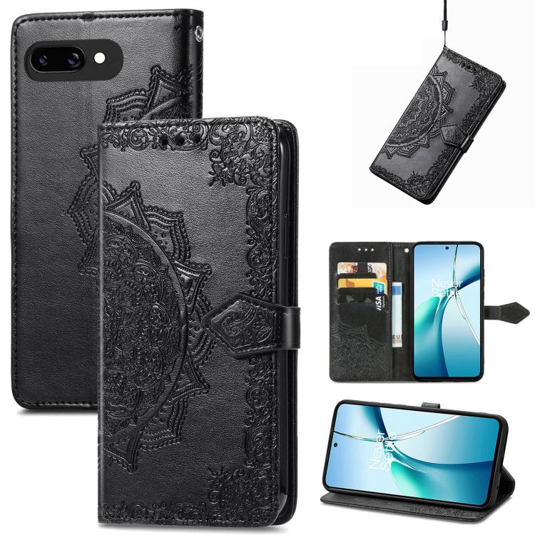 Mandala Flower Embossed Leather Phone Case, For Google Pixel 10a, For Google Pixel 10 Pro XL, For Google Pixel 9a, For Google Pixel 9 Pro XL, For Google Pixel 10 / 10 Pro, For Google Pixel 9 / 9 Pro