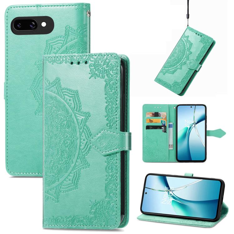 Mandala Flower Embossed Leather Phone Case, For Google Pixel 10a, For Google Pixel 10 Pro XL, For Google Pixel 9a, For Google Pixel 9 Pro XL, For Google Pixel 10 / 10 Pro, For Google Pixel 9 / 9 Pro