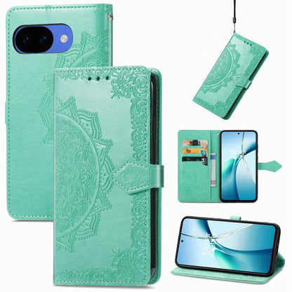 Mandala Flower Embossed Leather Phone Case, For Google Pixel 10a, For Google Pixel 10 Pro XL, For Google Pixel 9a, For Google Pixel 9 Pro XL, For Google Pixel 10 / 10 Pro, For Google Pixel 9 / 9 Pro