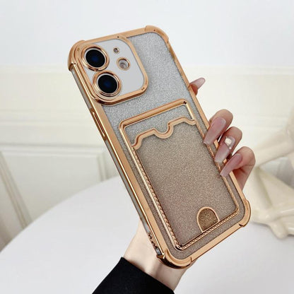 Four-cornered Glitter Electroplated Card Bag TPU Phone Case