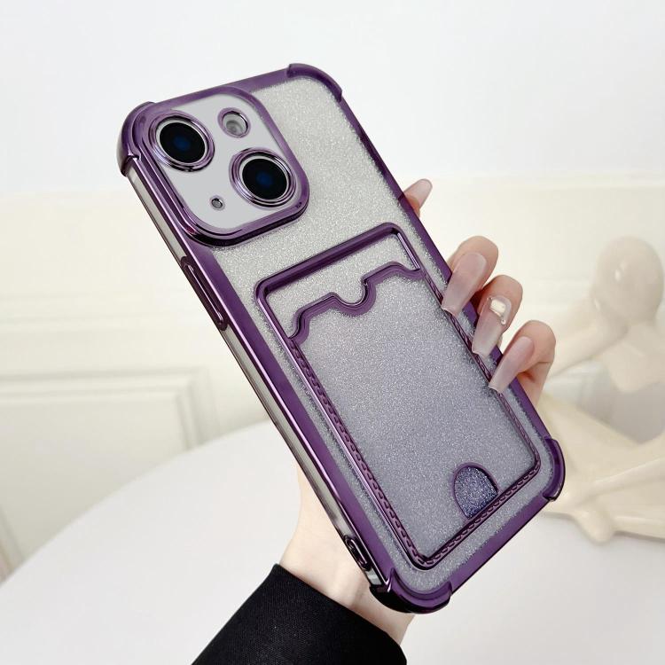 Four-cornered Glitter Electroplated Card Bag TPU Phone Case