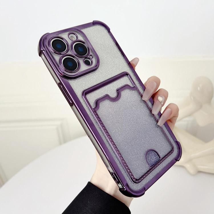 Four-cornered Glitter Electroplated Card Bag TPU Phone Case