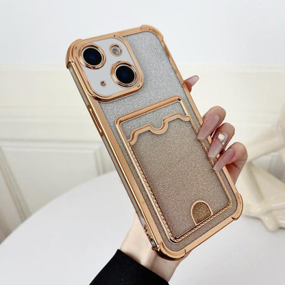 Four-cornered Glitter Electroplated Card Bag TPU Phone Case