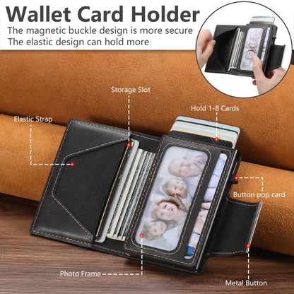 Suteni oil wax-patterned left and right buckle buttons automatically pop out the card box