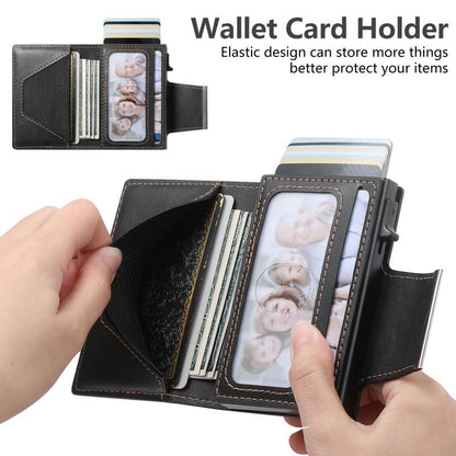 Suteni oil wax-patterned left and right buckle buttons automatically pop out the card box