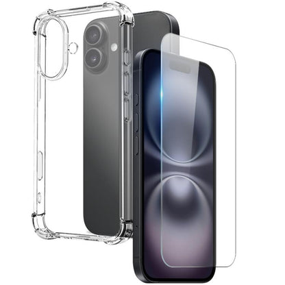 NORTHJO 2 in 1 TPU Airbag Shockproof Phone Case with Screen Film, For iPhone 17e / 16e, For iPhone 17 Pro Max, For iPhone 17 Pro, For iPhone 17, For iPhone Air, For iPhone 16 Pro Max, For iPhone 16 Pro, For iPhone 16 Plus, For iPhone 16                ...