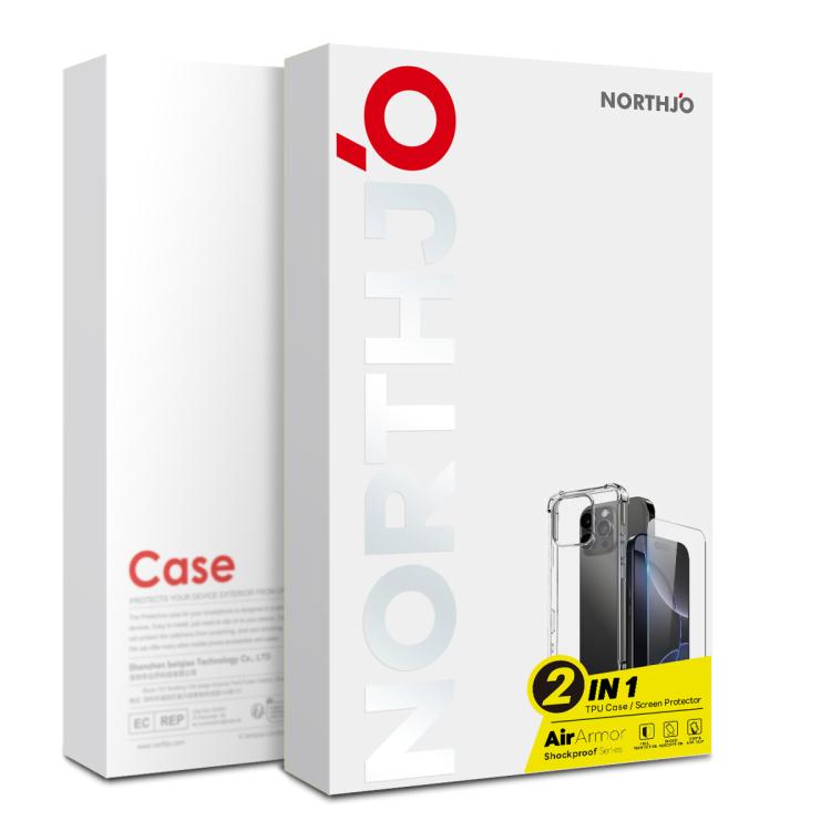 NORTHJO 2 in 1 TPU Airbag Shockproof Phone Case with Screen Film, For iPhone 17e / 16e, For iPhone 17 Pro Max, For iPhone 17 Pro, For iPhone 17, For iPhone Air, For iPhone 16 Pro Max, For iPhone 16 Pro, For iPhone 16 Plus, For iPhone 16                ...