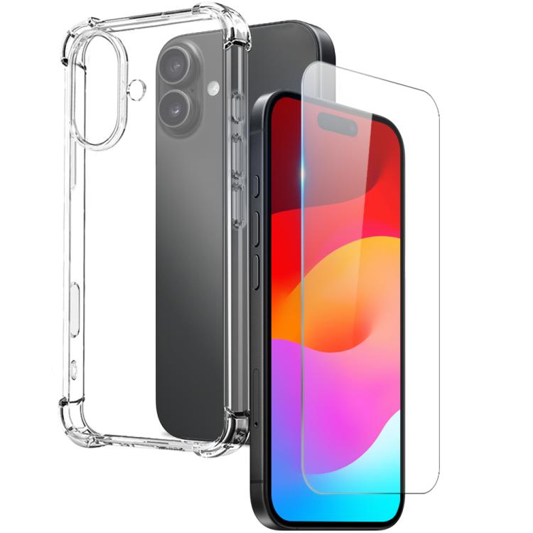 NORTHJO 2 in 1 TPU Airbag Shockproof Phone Case with Screen Film, For iPhone 17e / 16e, For iPhone 17 Pro Max, For iPhone 17 Pro, For iPhone 17, For iPhone Air, For iPhone 16 Pro Max, For iPhone 16 Pro, For iPhone 16 Plus, For iPhone 16                ...