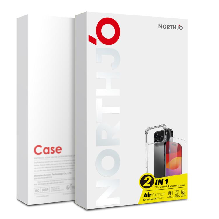 NORTHJO 2 in 1 TPU Airbag Shockproof Phone Case with Screen Film, For iPhone 18 Pro / 17 Pro, For iPhone 18 Pro Max / 17 Pro Max, For iPhone 17e / 16e, For iPhone 17, For iPhone Air, For iPhone 16 Pro Max, For iPhone 16 Pro, For iPhone 16 Plus         ...