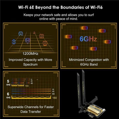 Carte réseau WiFi 6E Pcie WAVLINK WN675X3-C, adaptateur WiFi triple bande AX210 AX5400, WN675X3-C