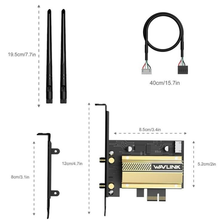 Carte réseau WiFi 6E Pcie WAVLINK WN675X3-C, adaptateur WiFi triple bande AX210 AX5400, WN675X3-C