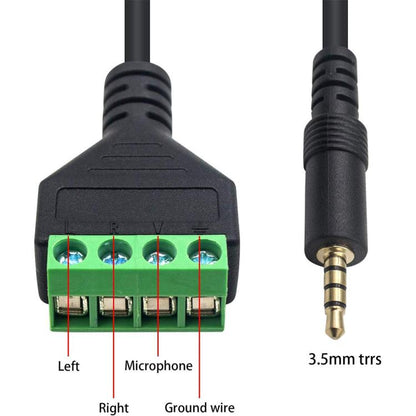 JUNSUNMAY 3.5mm Male to 4 Pin Stereo Audio Terminal Block Balum Connection Cable, Length: 30cm, 3.5mm Male to 4 Pin
