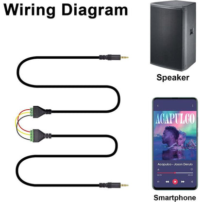 JUNSUNMAY 3.5mm Male to 4 Pin Stereo Audio Terminal Block Balum Connection Cable, Length: 30cm, 3.5mm Male to 4 Pin