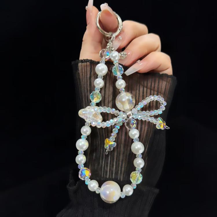 Luminous Clouds Gold Pobeads Bow Crystal Phone Chain
