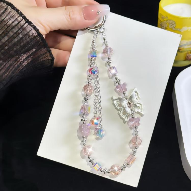 Three-Dimensional Butterfly Tassel Bead Crystal Bracelet