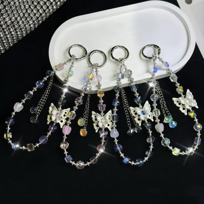 Three-Dimensional Butterfly Tassel Bead Crystal Bracelet