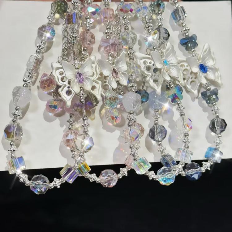 Three-Dimensional Butterfly Tassel Bead Crystal Bracelet